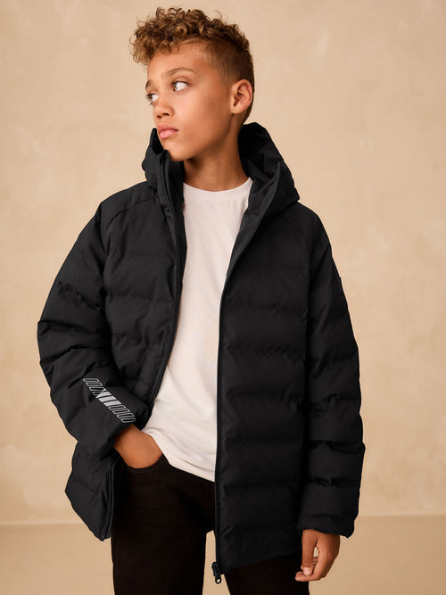 Black Waterproof Midweight Hooded Jacket (3-16yrs)