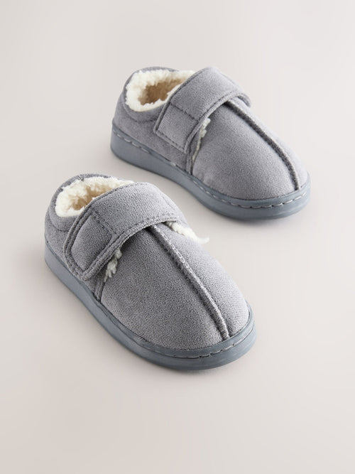 Grey Warm Lined Cupsole Slippers