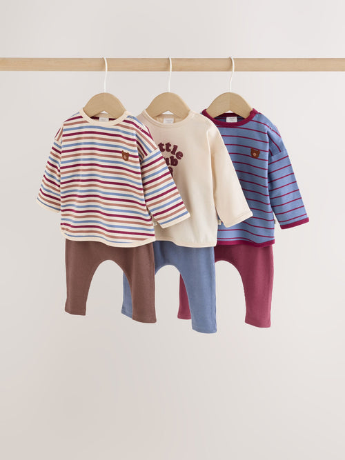 Blue/Brown Bear Baby Top and Leggings Set 6 Piece (0mths-3yrs)