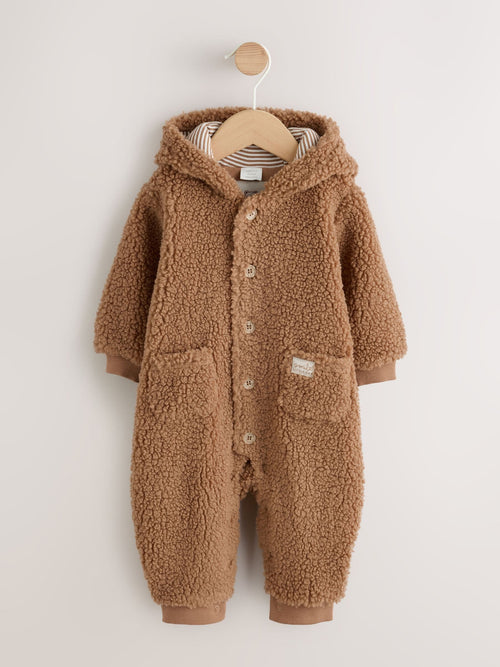 Brown Borg Hooded Baby Pramsuit