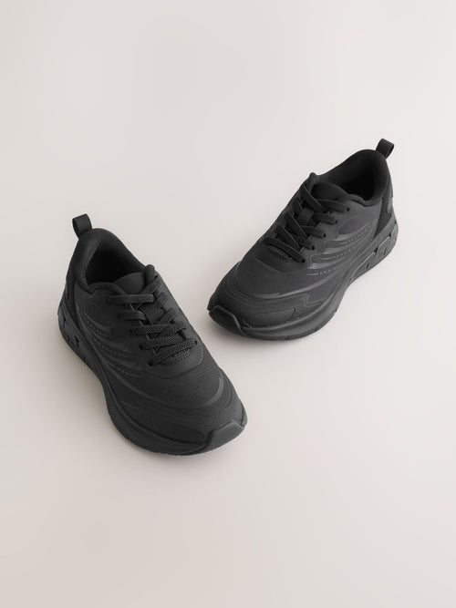 Black Standard Fit (F) Elastic Lace Trainers
