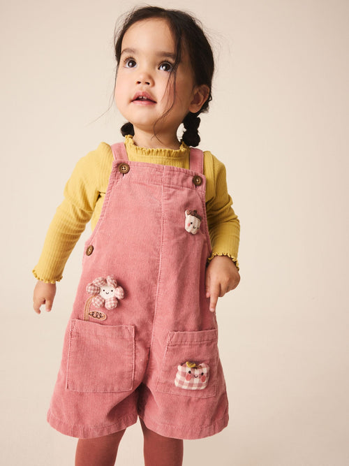 Pink Corduroy Dungaree & Tights Set (3mths-7yrs)