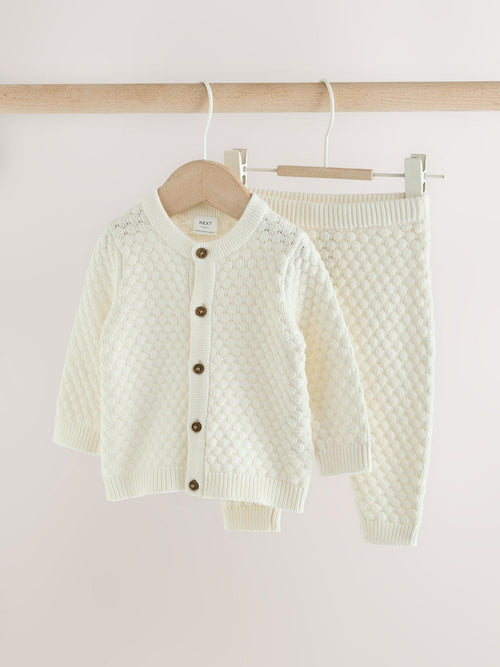 White Knitted Cardigan and Leggings Baby Set (0mths-2yrs)