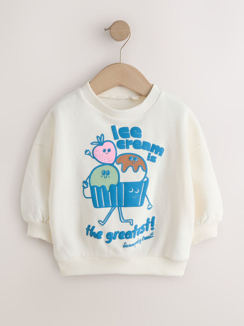 Cream Ice-Cream Crew Neck Sweatshirt (3mths-7yrs)