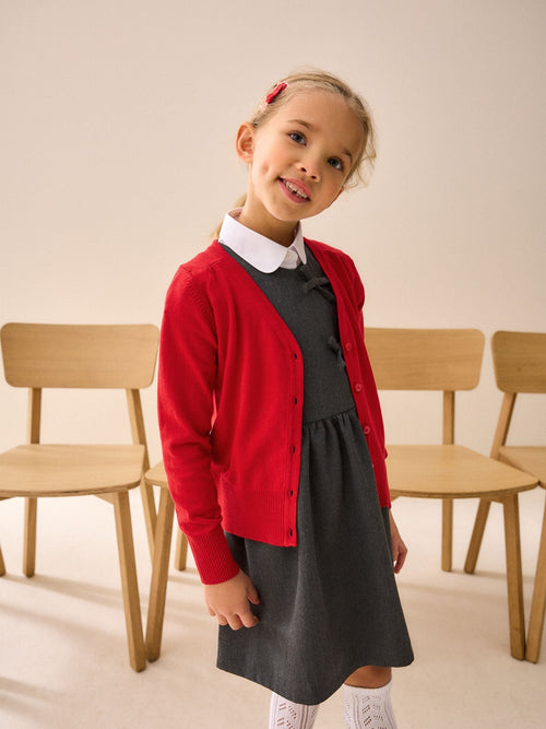 Red Cotton Rich School V-Neck Cardigan (3-16yrs)