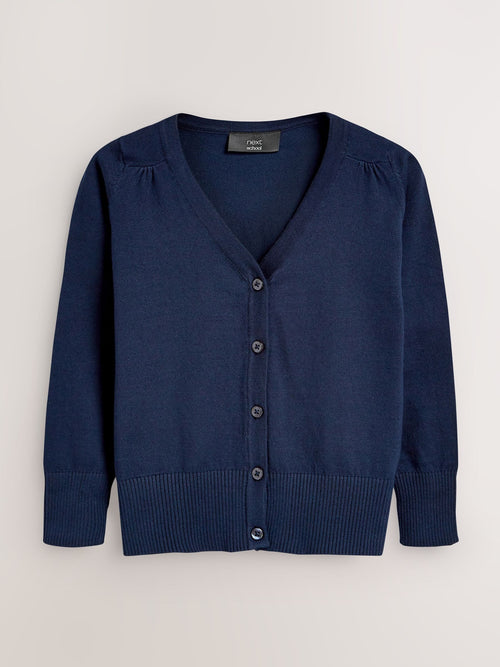 Navy Blue Cotton Rich School V-Neck Cardigan (3-16yrs)