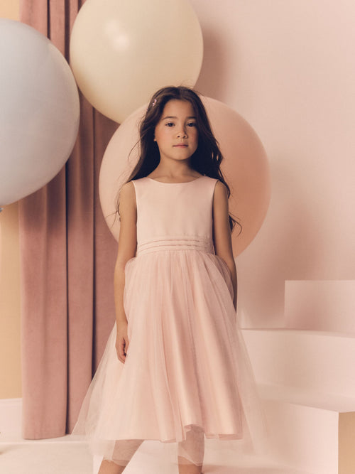 Pink Flower Girl Bow Dress (3mths-16yrs)