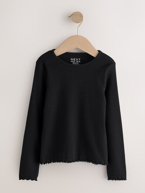 Black Cotton Rich Long Sleeve Rib T-Shirt (3mths-7yrs)