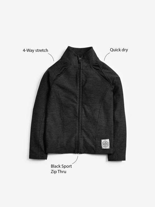 Black Marl Sports Zip Through Jacket (3-16yrs)