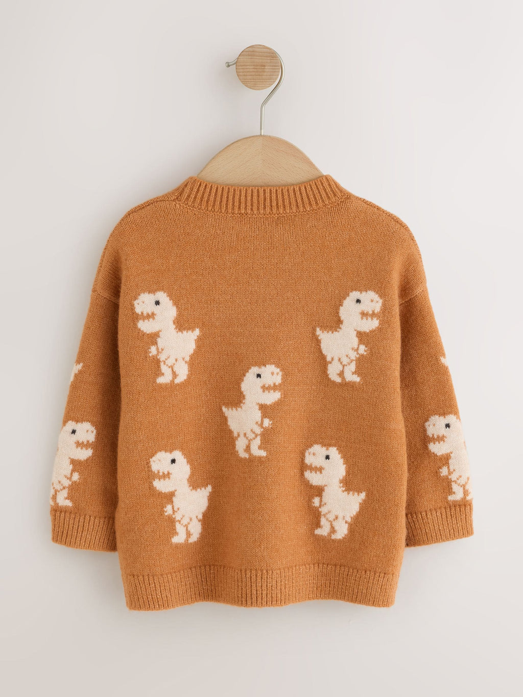 Tan Brown All Over Character Knitted Crew Neck Jumper (3mths-7yrs)