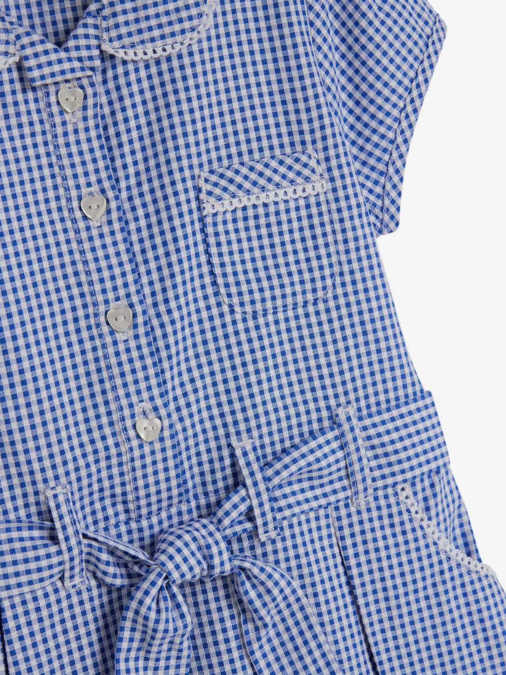 Mid Blue Gingham Cotton Rich Belted School Dress with Scrunchie (3-14yrs)