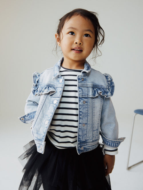 Mid Blue Denim Frill Jacket (3mths-7yrs)