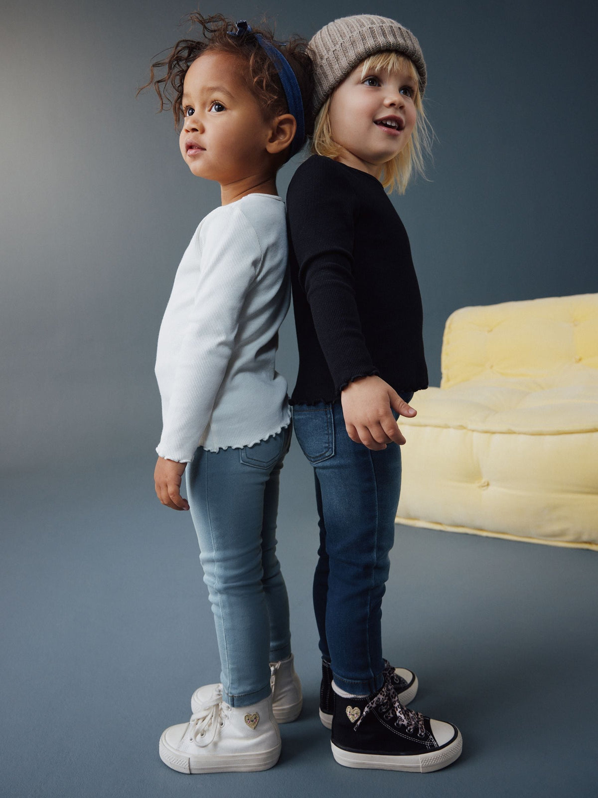 Mid Blue/Light Blue Denim 2 Pack Elasticated Waist Jeggings (3mths-7yrs)