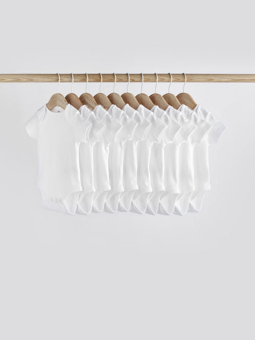 White Essential 10 Pack Short Sleeve Bodysuits