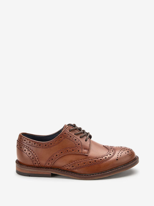 Tan Brown Leather Laceup Brogue Shoes