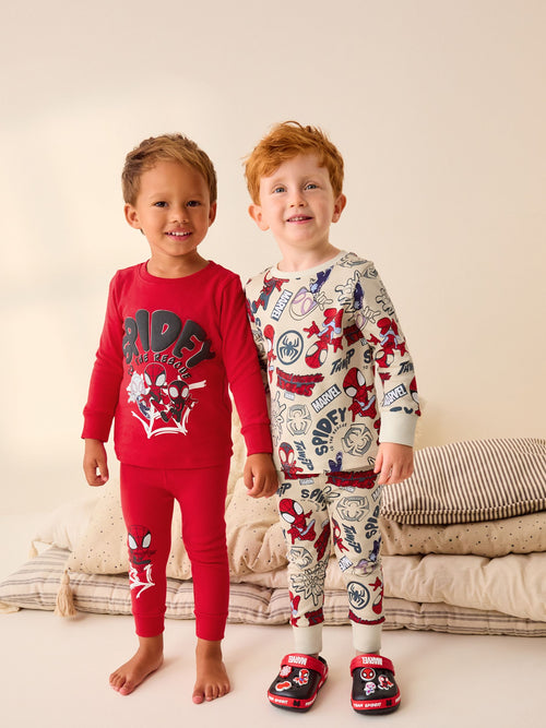 Spidey and Friends Red/Ecru Cream Snuggle Pyjamas 2 Pack (12mths-8yrs)