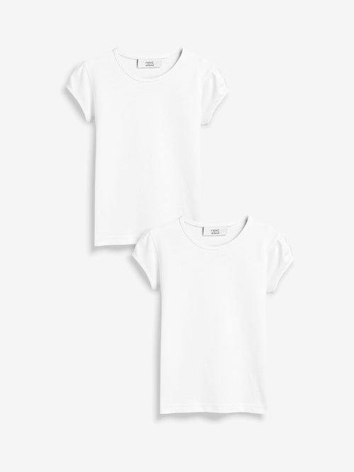 White 2 Pack Puff Sleeve T-Shirts (3-16yrs)