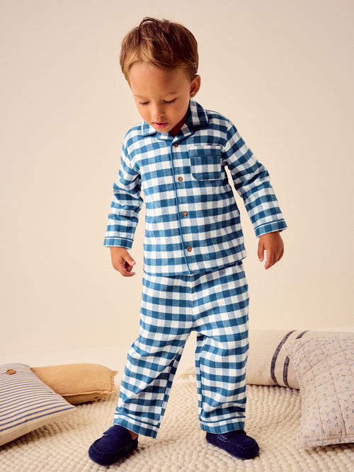 Blue/White Check Button Down Pyjamas (9mths-10yrs)
