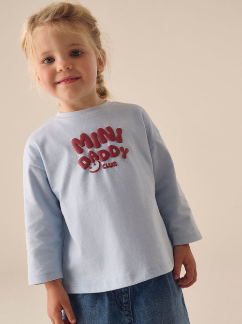 Blue Long Sleeve Slogan Top (3mths-7yrs)