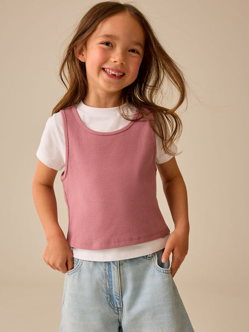Mauve Purple Short Sleeve Double Layer T-Shirt (3-16yrs)