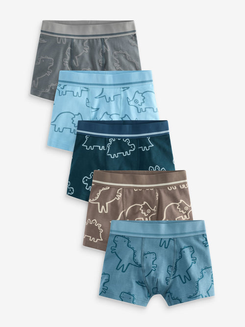 Linear Dino Print Junior Pattern Trunks 5 Pack (1.5-16yrs)