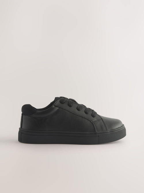 Black Wide Fit (G) Lace Up School Shoes