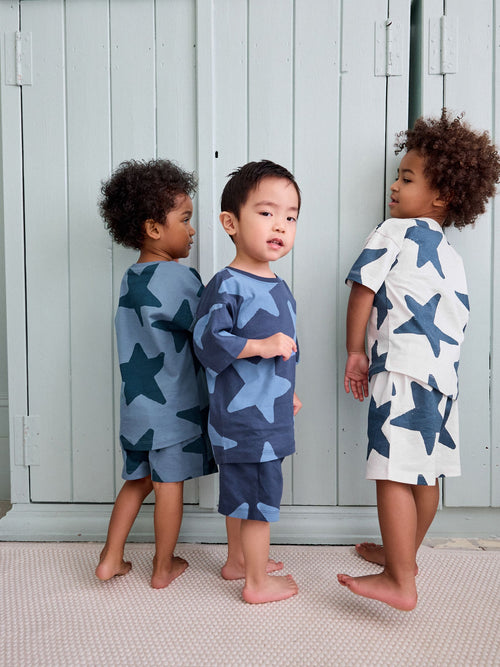 Navy Blue/White Stars Short Pyjamas 3 Pack (9mths-12yrs)