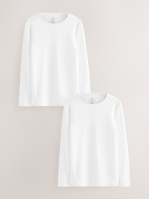 White Kind To Skin Long Sleeve T-Shirts 2 Pack (9mths-12yrs)