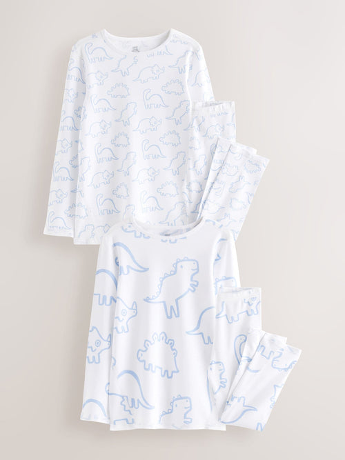 Blue Dinosaur Print Kind to Skin Pyjamas 2 Pack (9mths-12yrs)