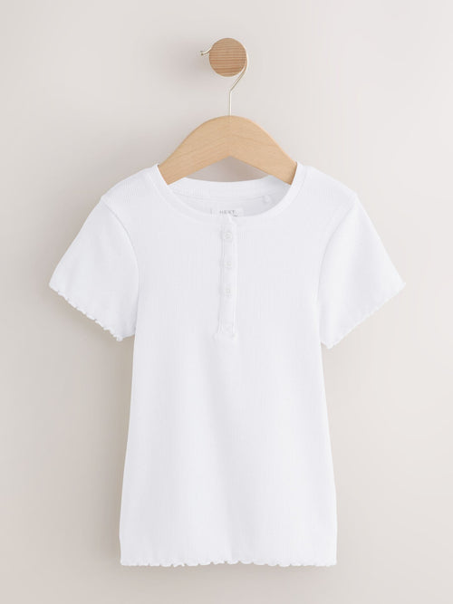 White Ribbed Placket T-Shirt (3-16yrs)
