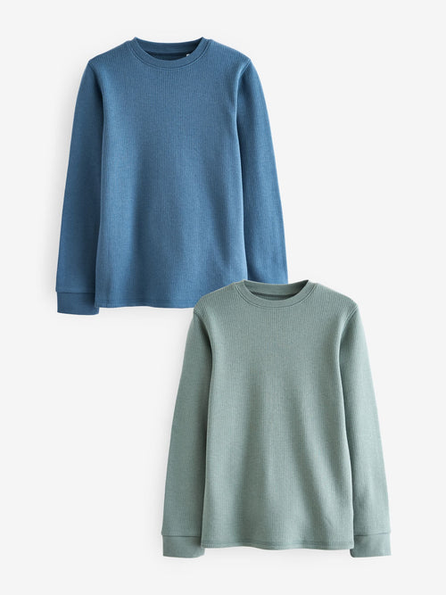 Blue/Teal Thermal Long Sleeve Tops 2 Pack (2-16yrs)