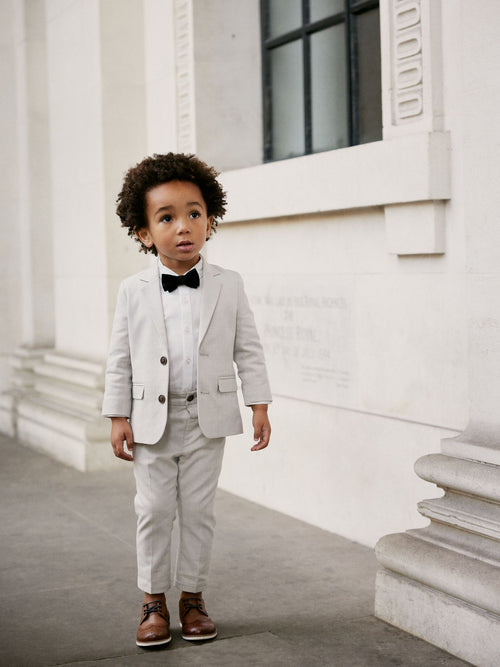 Neutral Blazer, Shirt & Trouser Set Blazer Shirt Trousers and Bow Tie Set (3mths-12yrs)