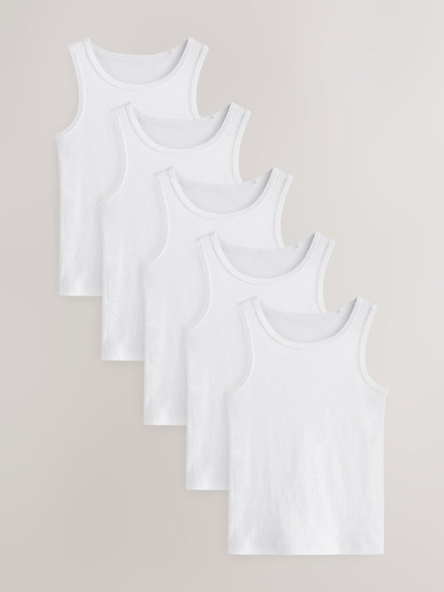 White Vests 5 Pack (1.5-16yrs)