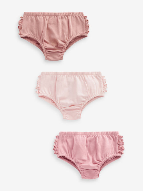 Pink 100% Cotton Baby Knickers 3 Pack