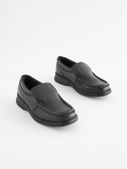 Black School Leather Loafer Shoes