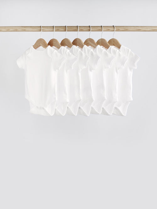 White Essential 7 Pack Short Sleeve Bodysuits