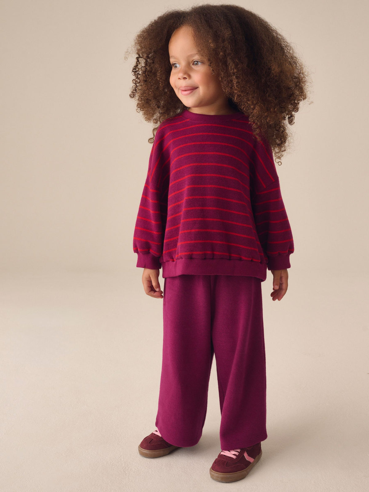Burgundy Red Long Sleeve Top and Wide Leg Trousers Set (3mths-7yrs)