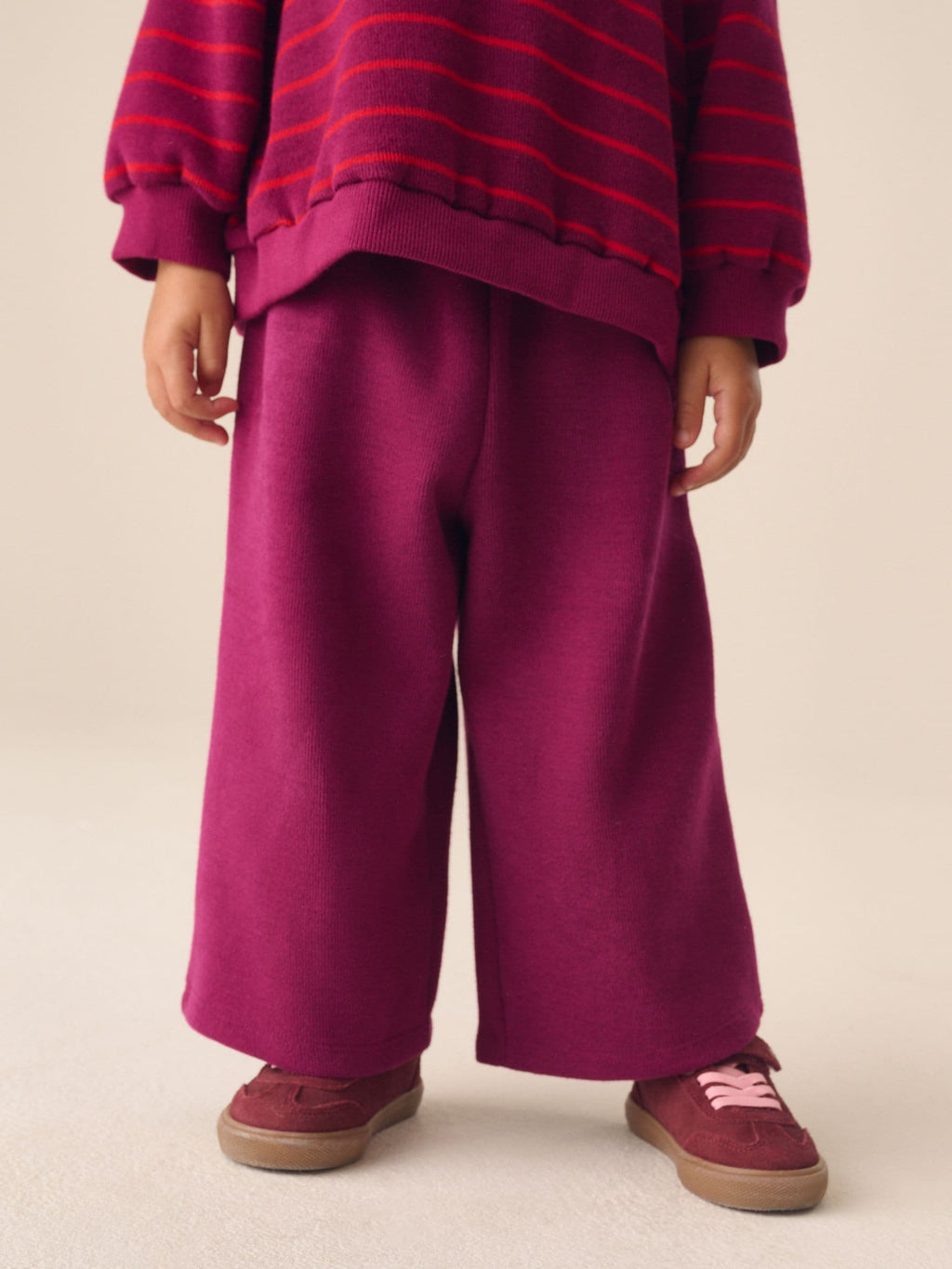 Burgundy Red Long Sleeve Top and Wide Leg Trousers Set (3mths-7yrs)
