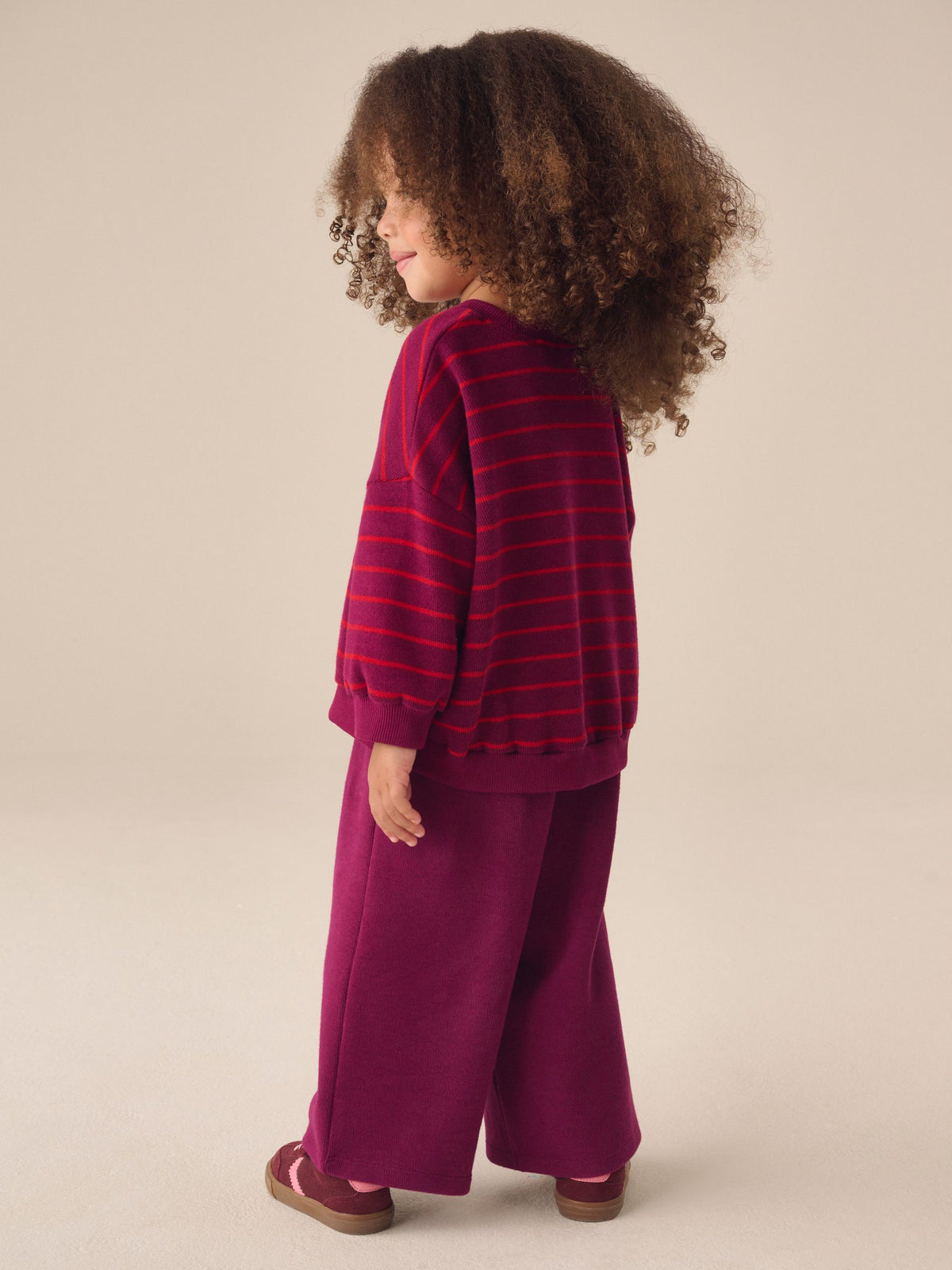 Burgundy Red Long Sleeve Top and Wide Leg Trousers Set (3mths-7yrs)