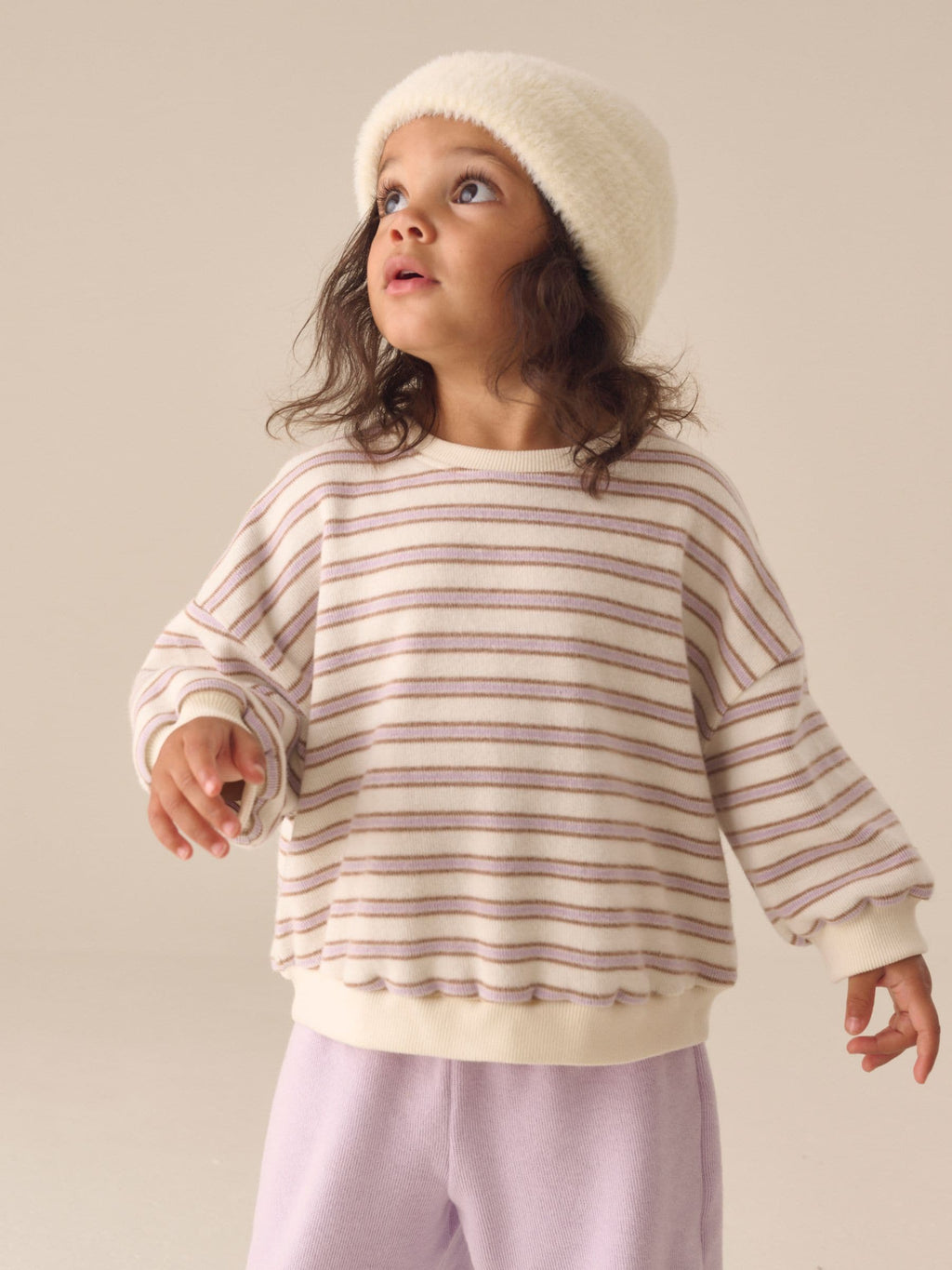 Cream Long Sleeve Top and Wide Leg Trousers Set (3mths-7yrs)