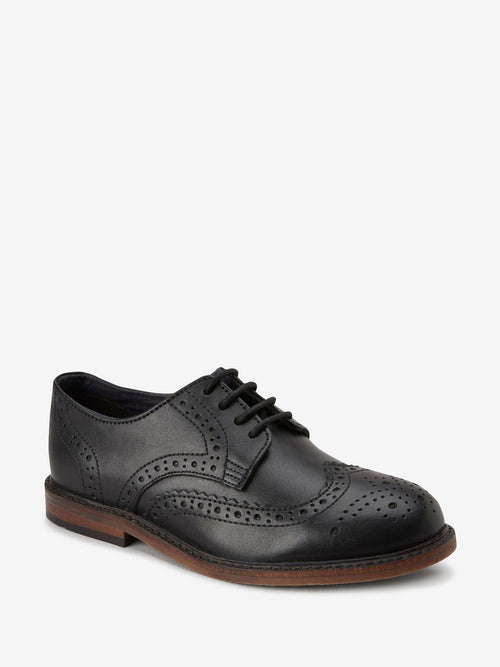 Black Leather Laceup Brogue Shoes