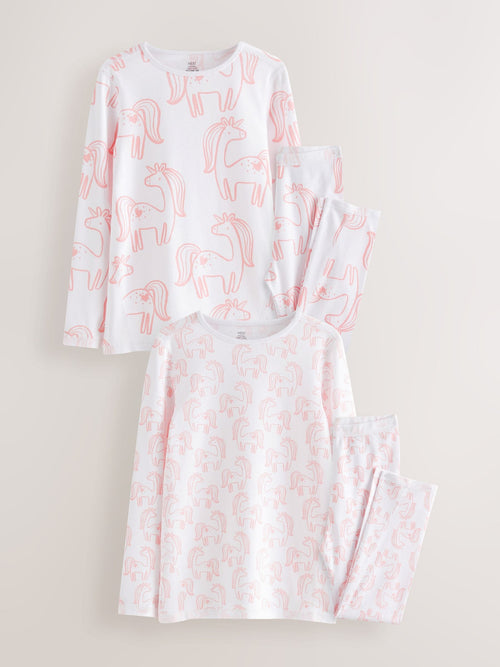 Pink Unicorn Print Kind to Skin Pyjamas 2 Pack (9mths-12yrs)