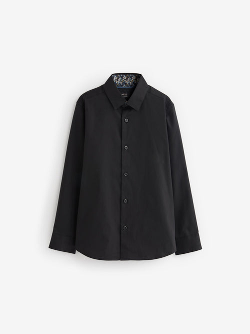 Black Long Sleeves Smart Trimmed Shirt (3-16yrs)