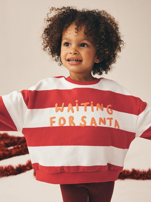 Red Stripe Santa Crew Neck Sweatshirt (3mths-7yrs)