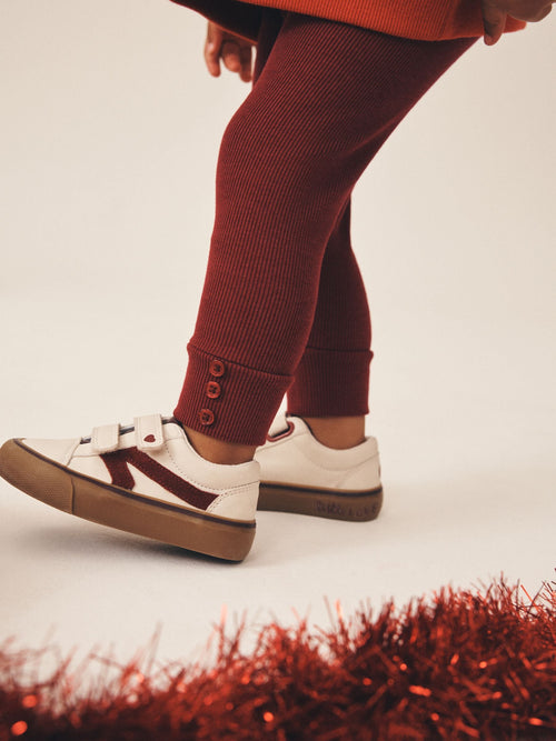 Burgundy Button Hem Leggings (3mths-7yrs)