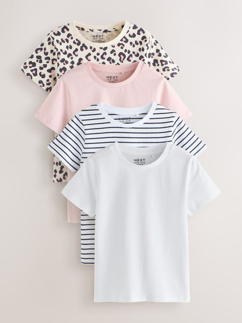 Pink/Stripe/Animal T-Shirts 4 Pack (3-16yrs)