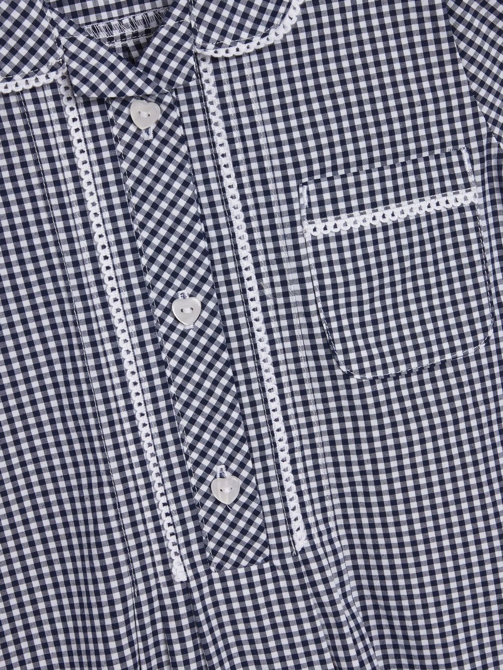 Navy Cotton Rich Button Front Lace Gingham School Dress (3-14yrs)
