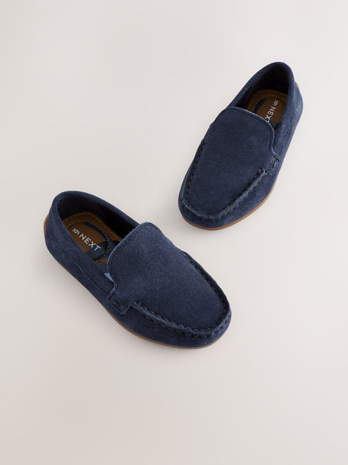 Navy Blue Suede Slip-Ons Loafer Shoes