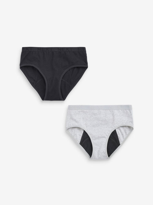 Monochrome Briefs 2 Pack Teen Heavy Flow Period Pants (7-16yrs)