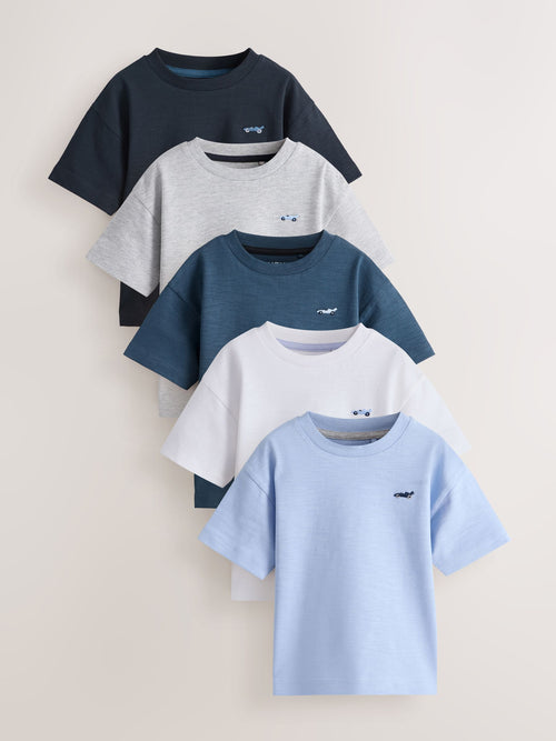 Blue Relaxed Fit Short Sleeve T-Shirts 5 Pack (3mths-7yrs)